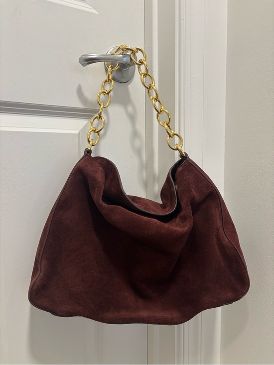 J. Crew Handbags - J. Crew Burgundy Suede Hobo with Gold Chain Strap